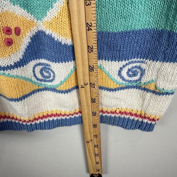 Vintage Two Twenty Sweater Women Medium Multicolor Stripe Summer Eclectic Retro - Picture 7 of 7